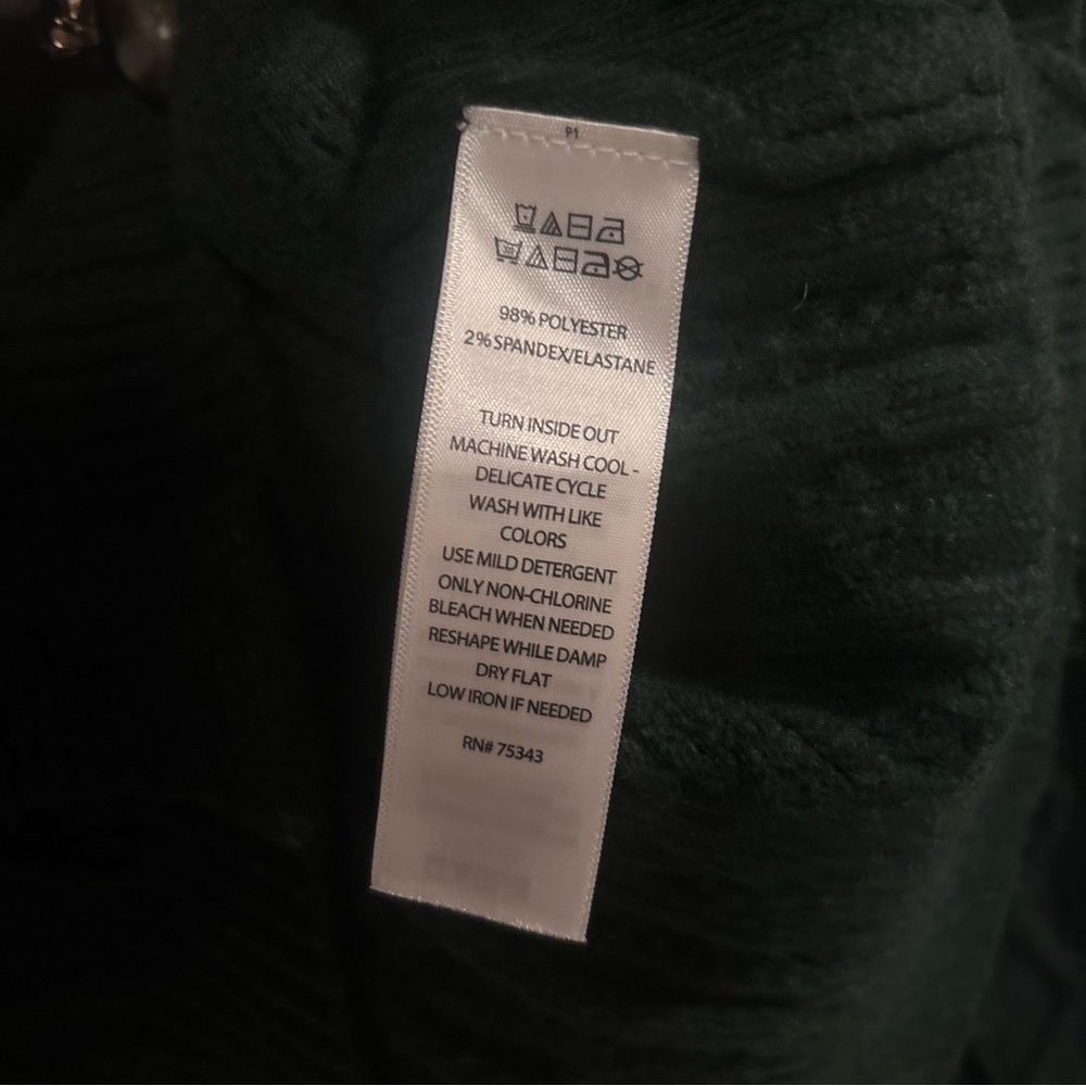 London Kaye Dark Green Ruffled Cardigan Button Sweater Size Small - Picture 12 of 12